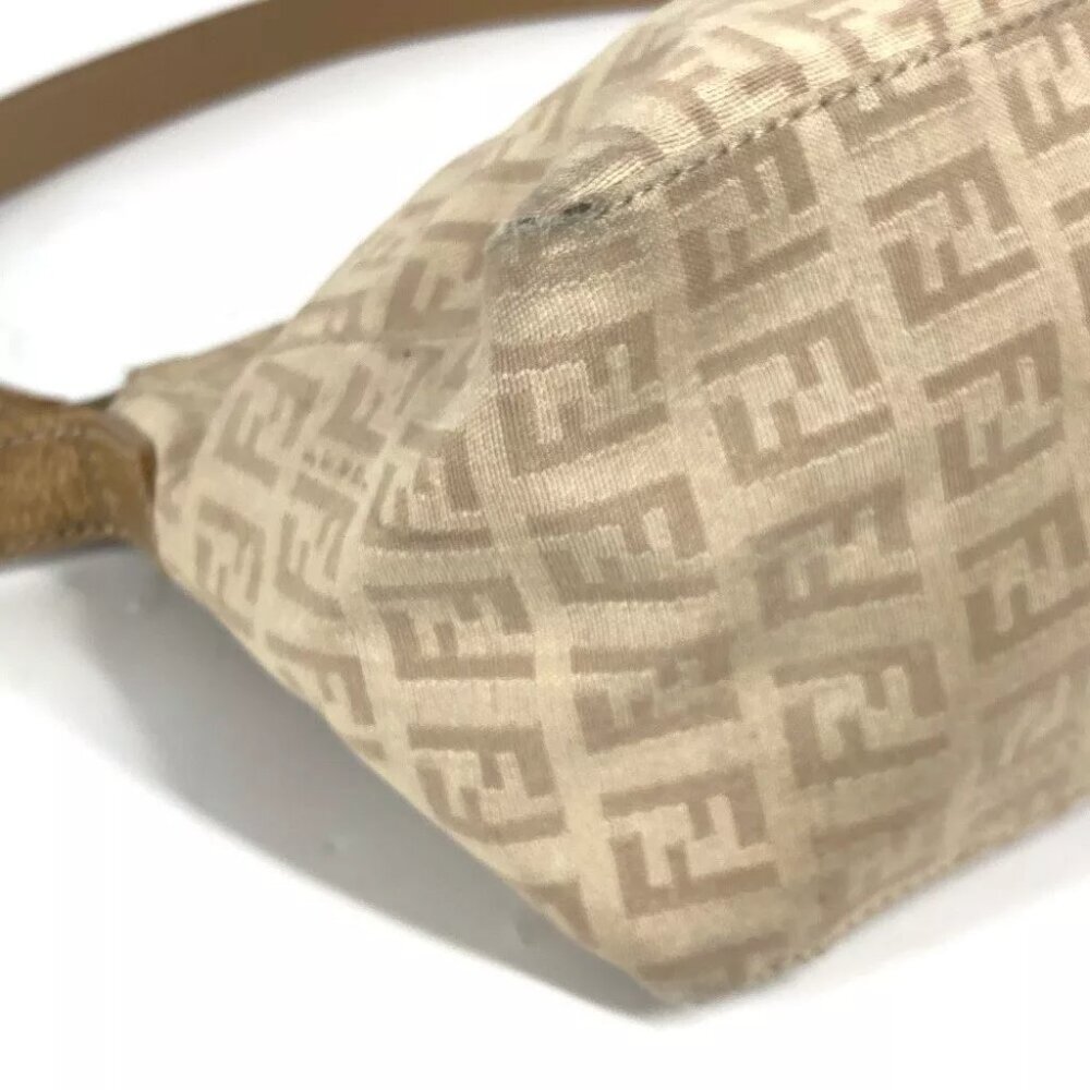 FENDI Zucchino Zucca logo bag Shoulder Bag Leather/Canvas Beige - Picture 11 of 14
